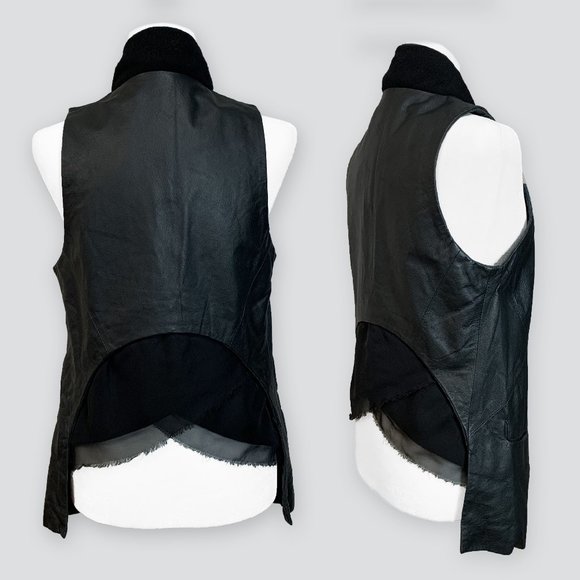 SCATOLA genuine leather Vest with sheer details - Picture 2 of 5